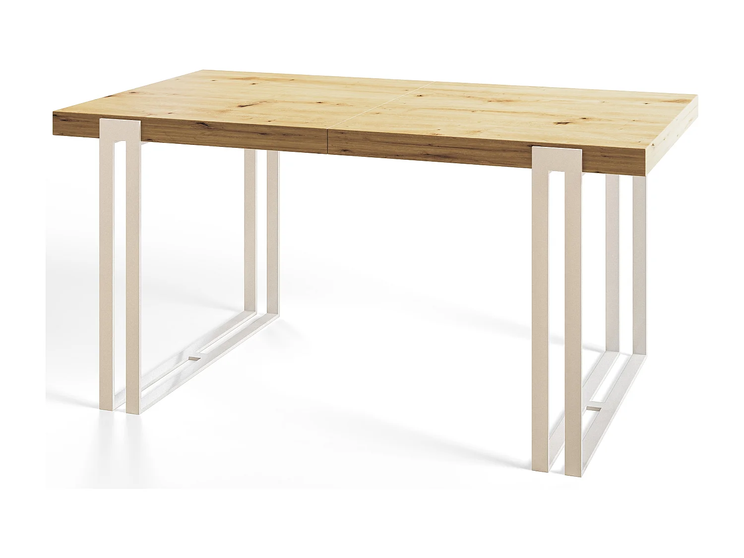 Table de salle à manger rectangulaire ROSA, table à rallonges, dimensions: 140-240X80X77 cm, couleur: ARTISAN, avec pieds métalliques de couleur blanche