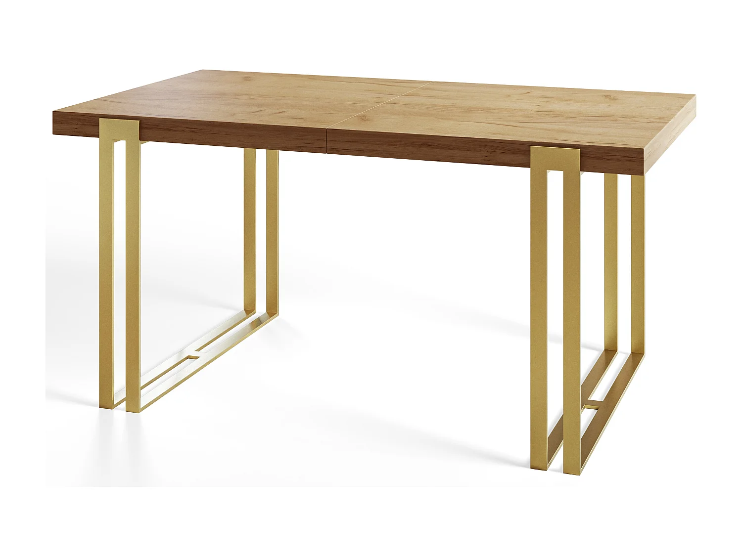 Table de salle à manger rectangulaire ROSA, table à rallonges, dimensions: 140-240X80X77 cm,couleur: CRAFT, avec pieds métalliques couleur or