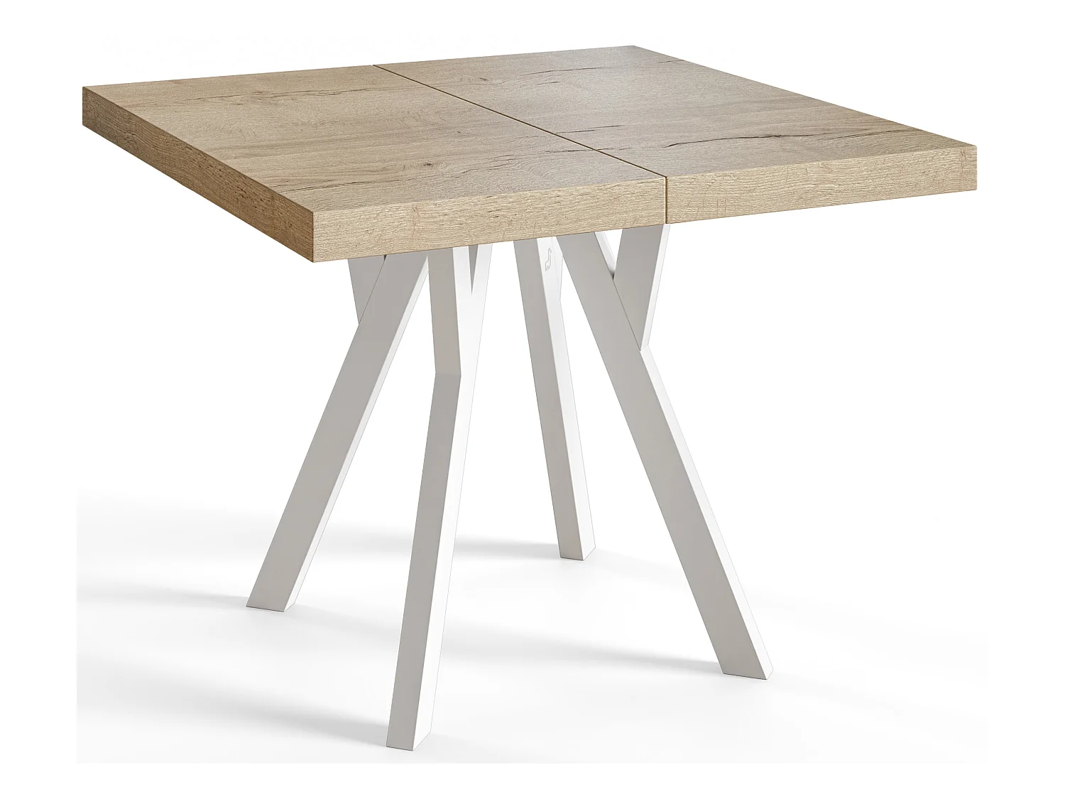 Table de salle à manger carrée RICO, table à rallonges, dimensions: 110-210X110X77 cm, couleur: HALIFAX, avec pieds en bois blanc
