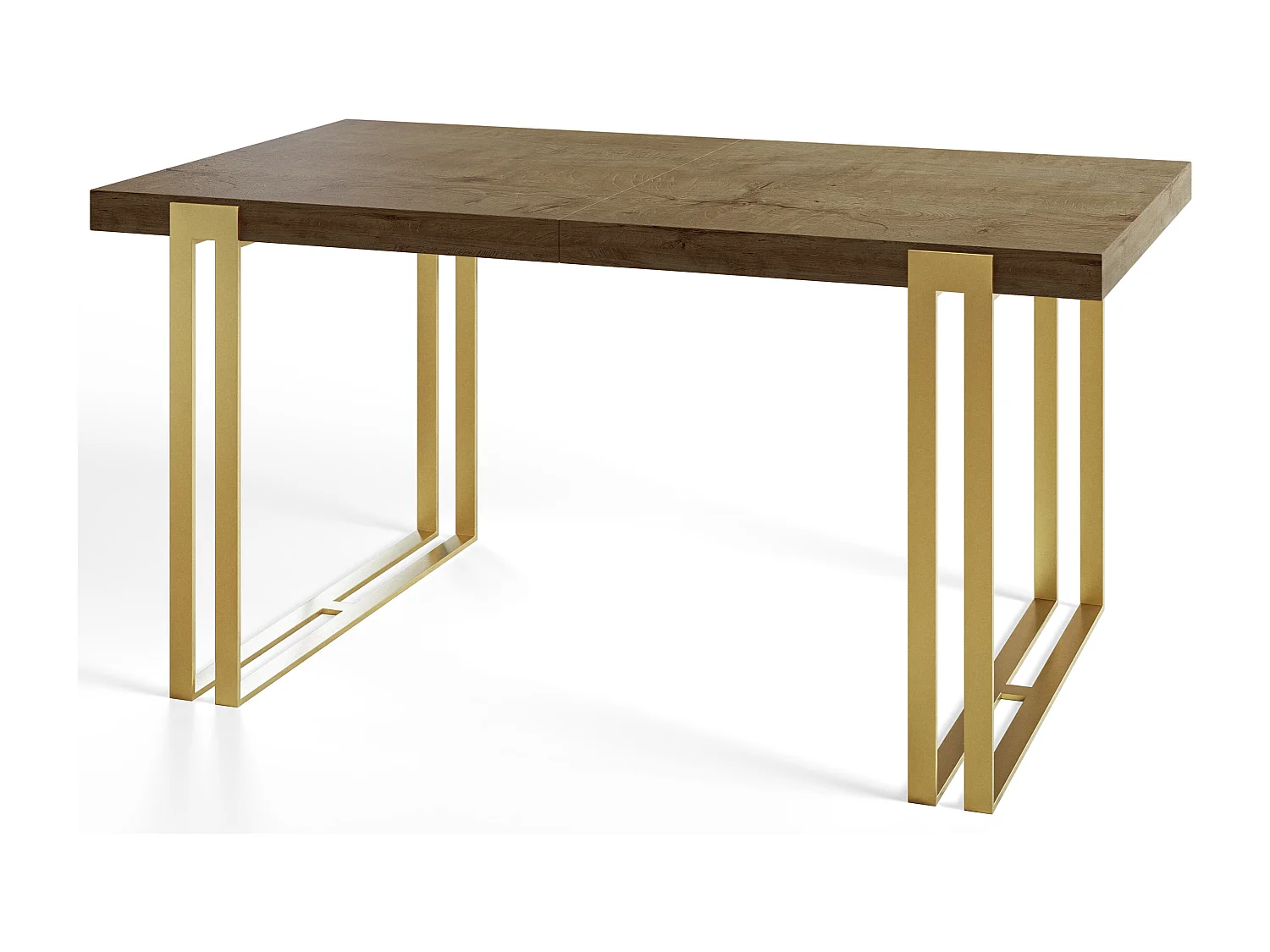 Table de salle à manger rectangulaire ROSA, table à rallonges, dimensions: 180-280X90X77 cm, couleur: LEFKAS, avec pieds métalliques couleur or
