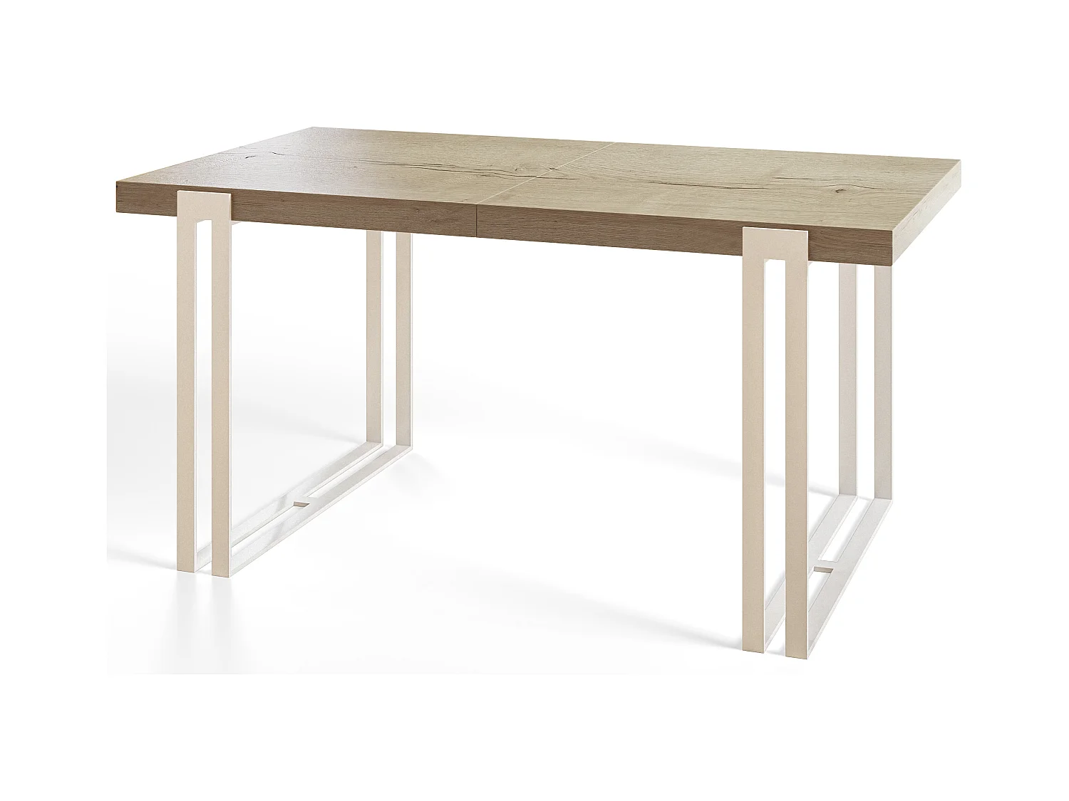 Table de salle à manger rectangulaire ROSA, table à rallonges, dimensions: 120-220X80X77 cm, couleur: HALIFAX, avec pieds métalliques de couleur blanche