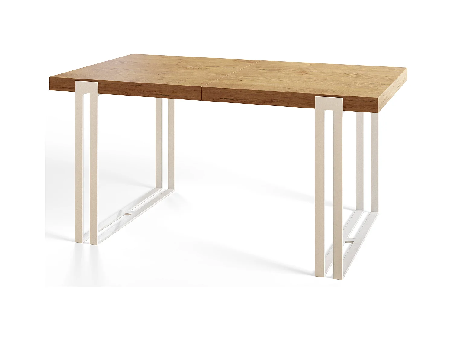 Table de salle à manger rectangulaire ROSA, table à rallonges, dimensions: 140-240X80X77 cm, couleur: LANCELOT, avec pieds métalliques de couleur blanche