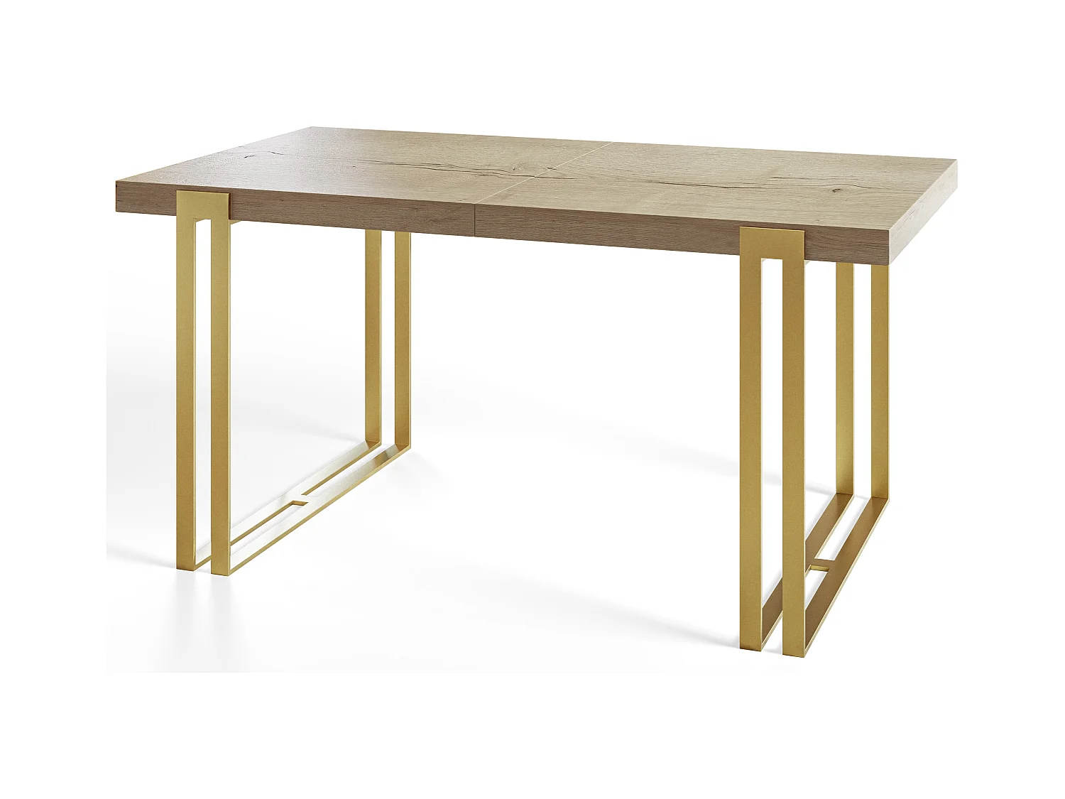 Table de salle à manger rectangulaire ROSA, table à rallonges, dimensions: 140-240X80X77 cm, couleur: HALIFAX, avec pieds métalliques couleur or