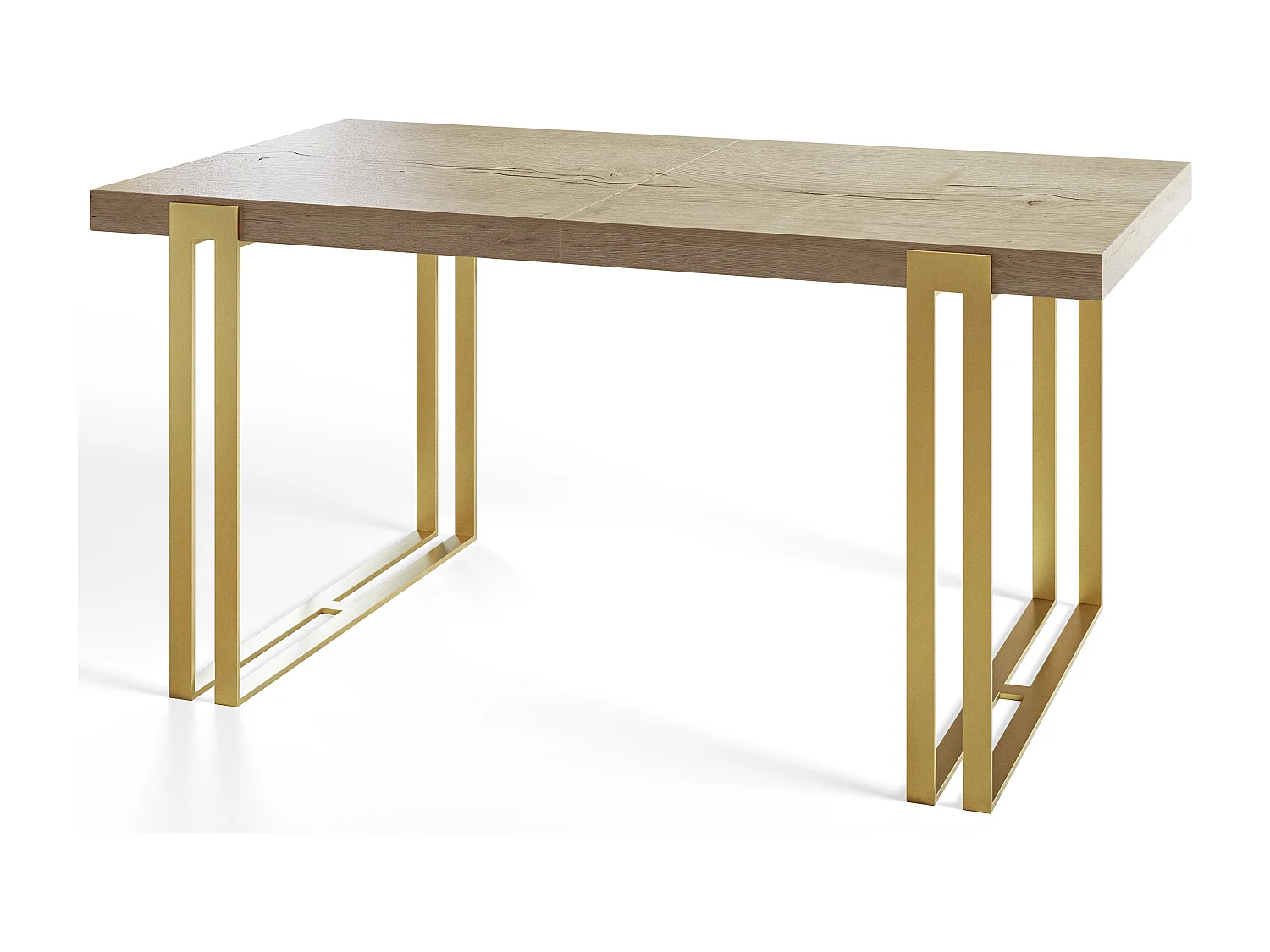 Table de salle à manger rectangulaire ROSA, table à rallonges, dimensions: 140-240X80X77 cm, couleur: HALIFAX, avec pieds métalliques couleur or