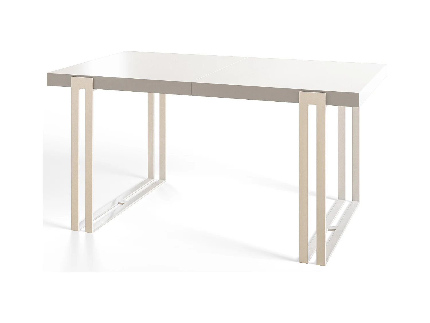 Table de salle à manger rectangulaire ROSA, table à rallonges, dimensions: 120-220X80X77 cm,couleur: blanc, avec pieds métalliques de couleur blanche