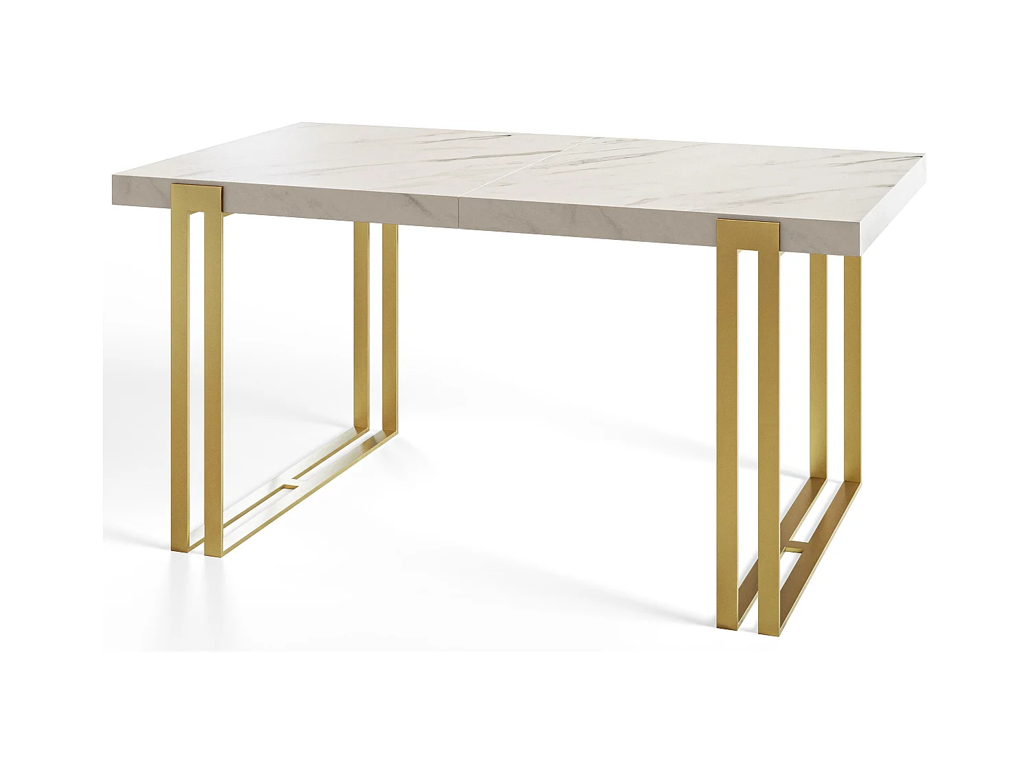 Table de salle à manger rectangulaire ROSA, table à rallonges, dimensions: 180-280X90X77 cm,couleur: MARBRE, avec pieds métalliques couleur or