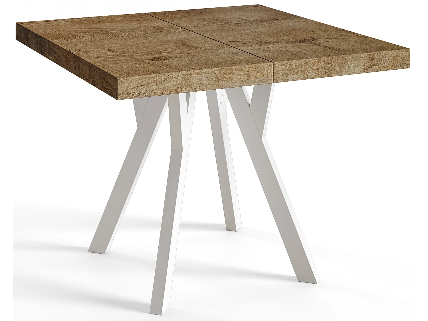 Table de salle à manger carrée RICO, table à rallonges, dimensions: 90-190X90X77 cm, couleur: LEFAKS, avec pieds en bois blanc
