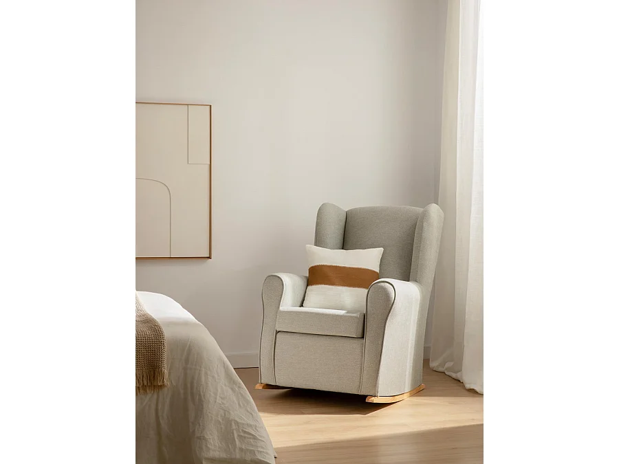 Fauteuil tapissé gris 102 cm x 78 cm-Hilde