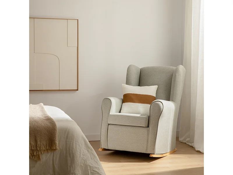 Fauteuil tapissé gris 102 cm x 78 cm-Hilde