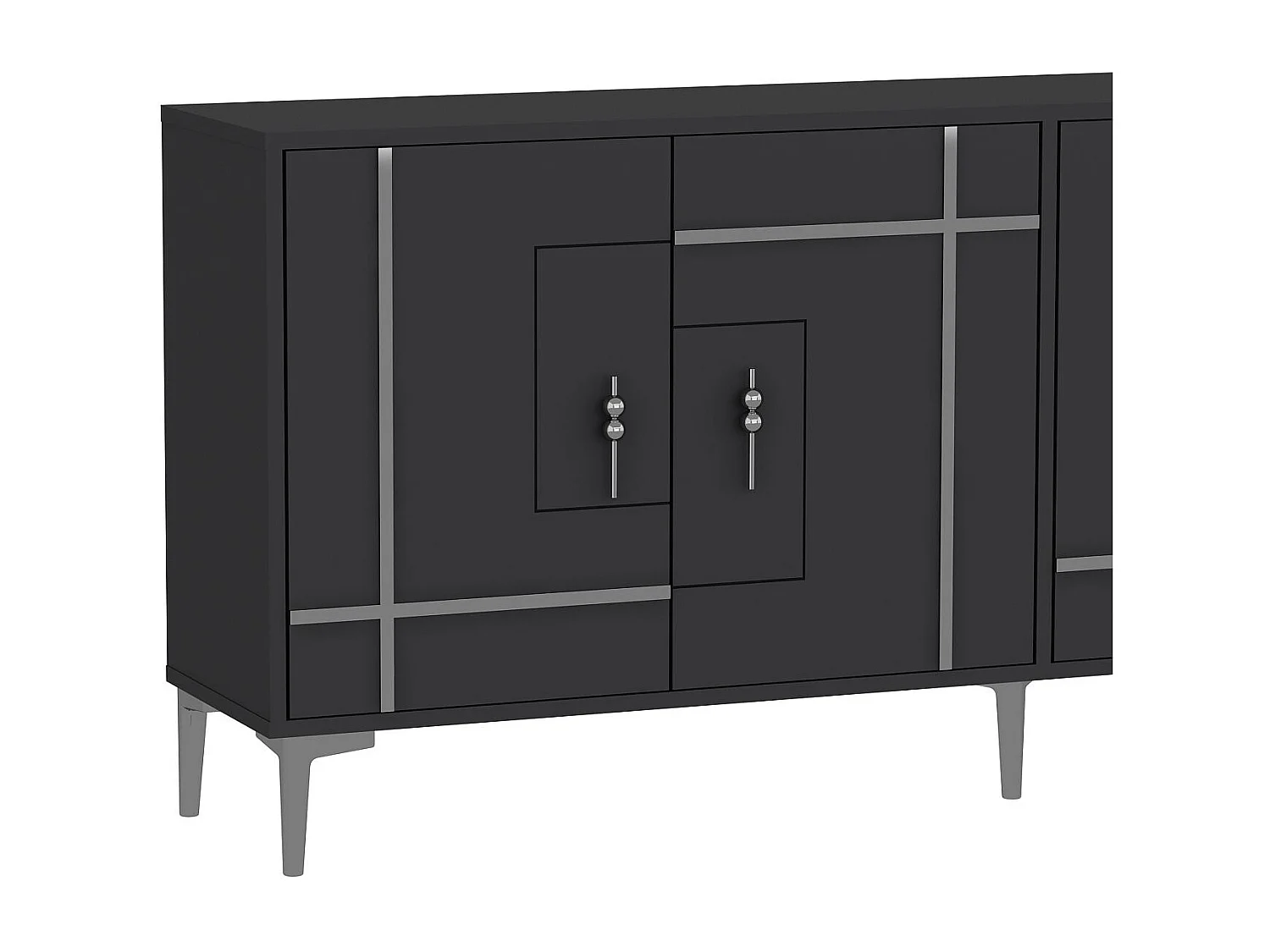 Buffet en aggloméré – 180 cm x 78,6 cm x 35 cm – Anthracite et argent