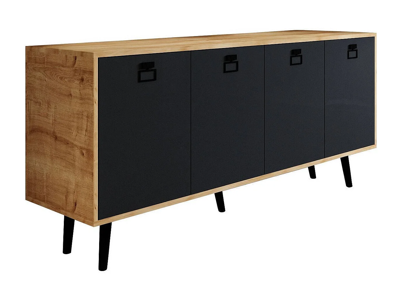 Buffet – 180 cm x 80 cm x 45 cm – Chêne saphir et anthracite – Aggloméré