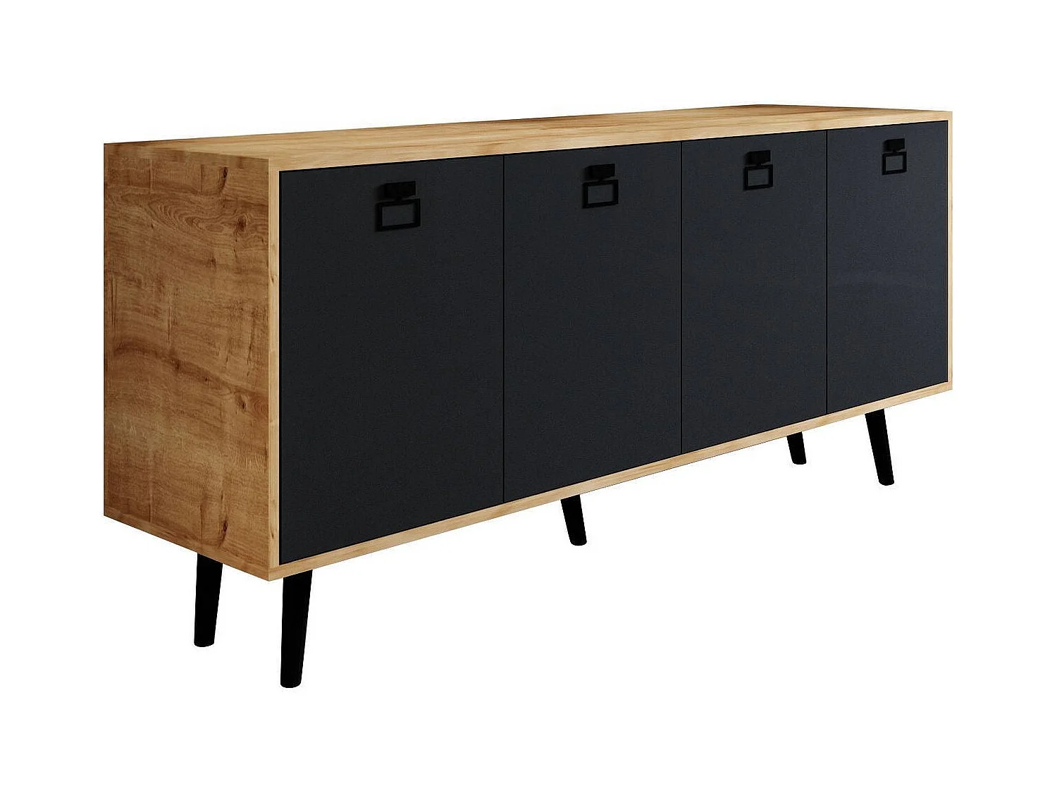 Komoda – 180 cm x 80 cm x 45 cm – Dąb szafirowy i antracyt – Płyta wiórowa