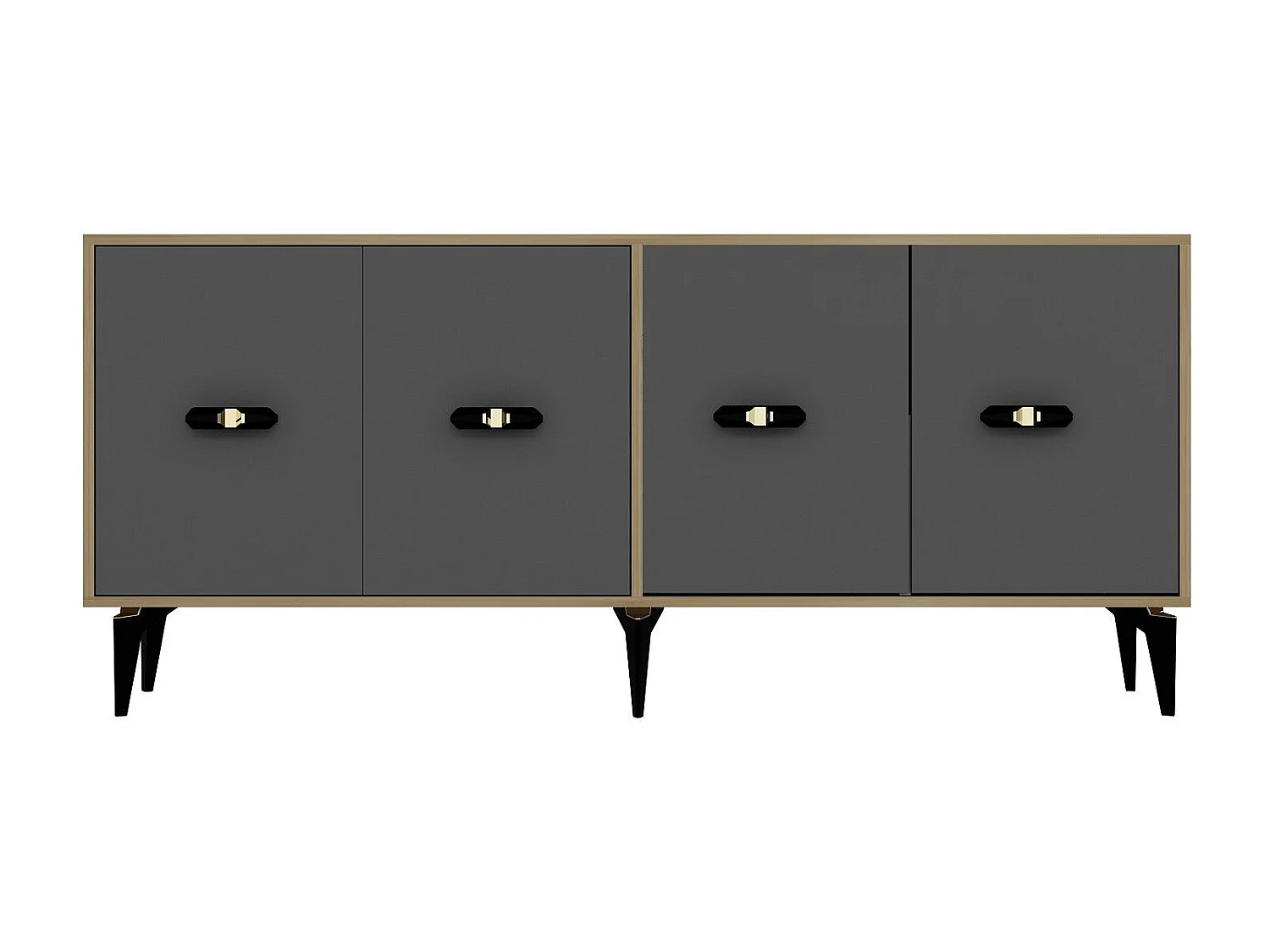 Komoda – 180 cm x 82,6 cm x 35 cm – Dąb szafirowy i antracyt – płyta wiórowa z powłoką melaminową