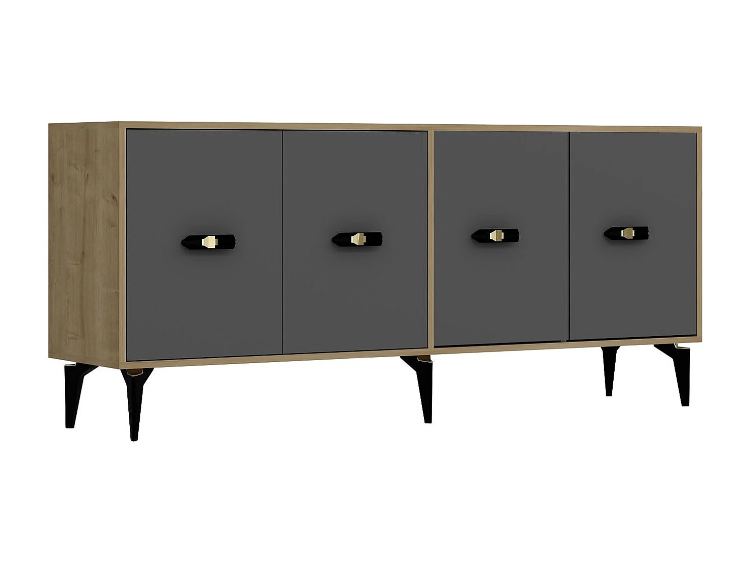 Komoda – 180 cm x 82,6 cm x 35 cm – Dąb szafirowy i antracyt – płyta wiórowa z powłoką melaminową