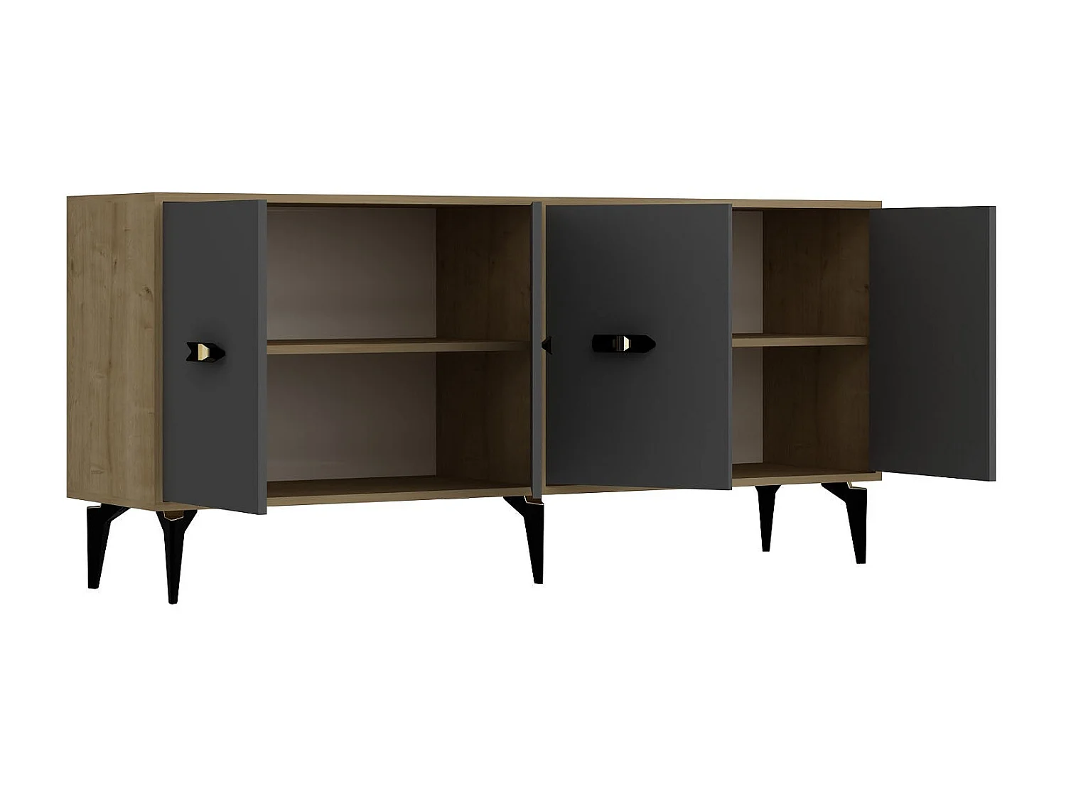 Komoda – 180 cm x 82,6 cm x 35 cm – Dąb szafirowy i antracyt – płyta wiórowa z powłoką melaminową