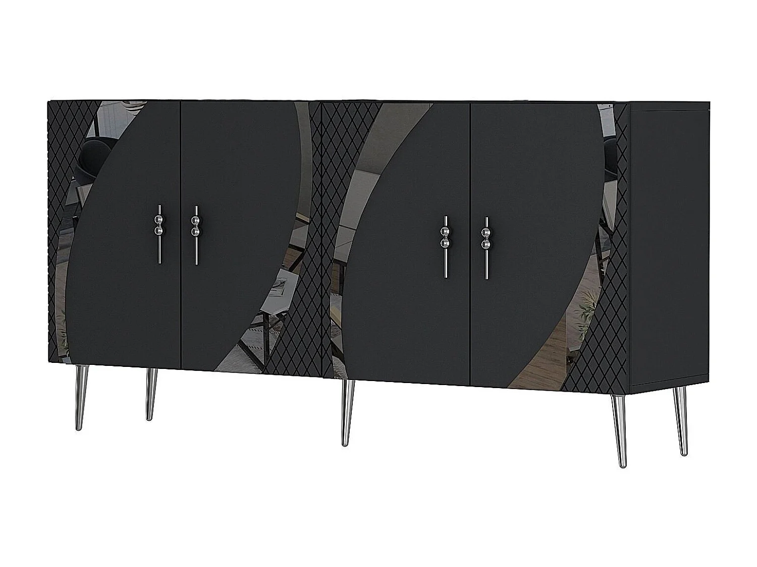 Komoda – 150 cm – Antracyt i srebro – Płyta wiórowa z powłoką melaminową