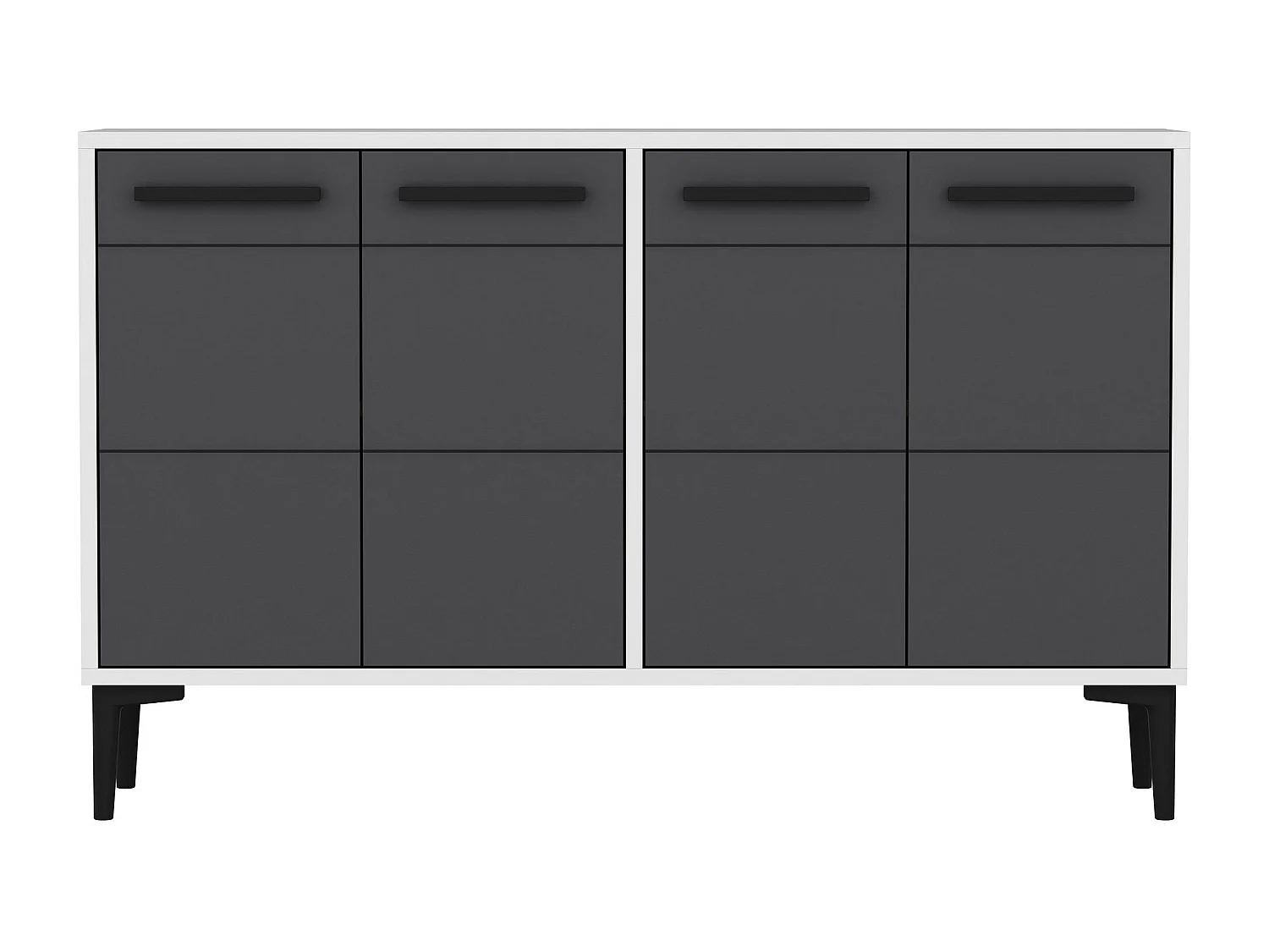 Komoda – 120 cm x 30 cm x 75 cm – biała i antracytowa – MDF