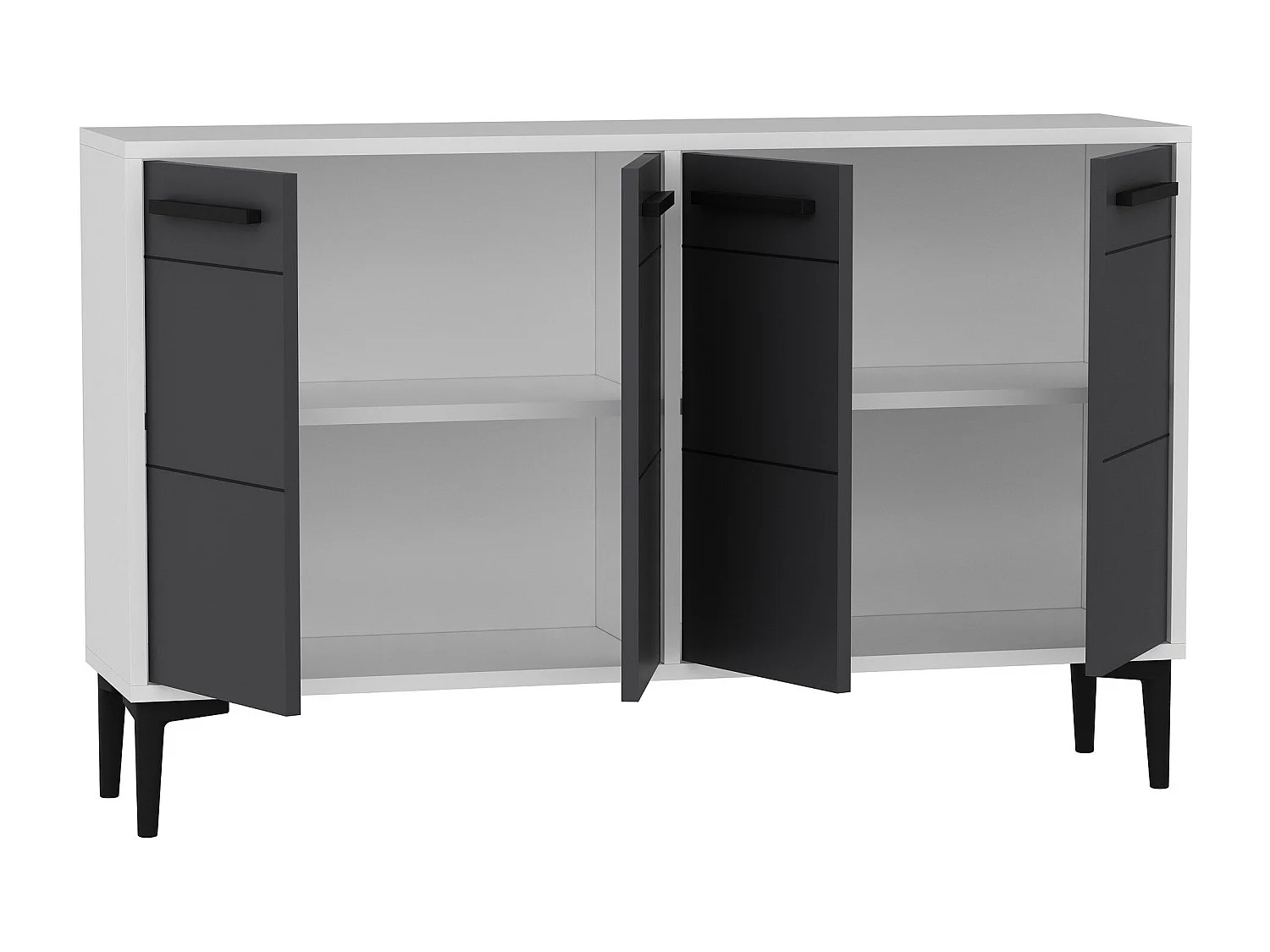 Komoda – 120 cm x 30 cm x 75 cm – biała i antracytowa – MDF