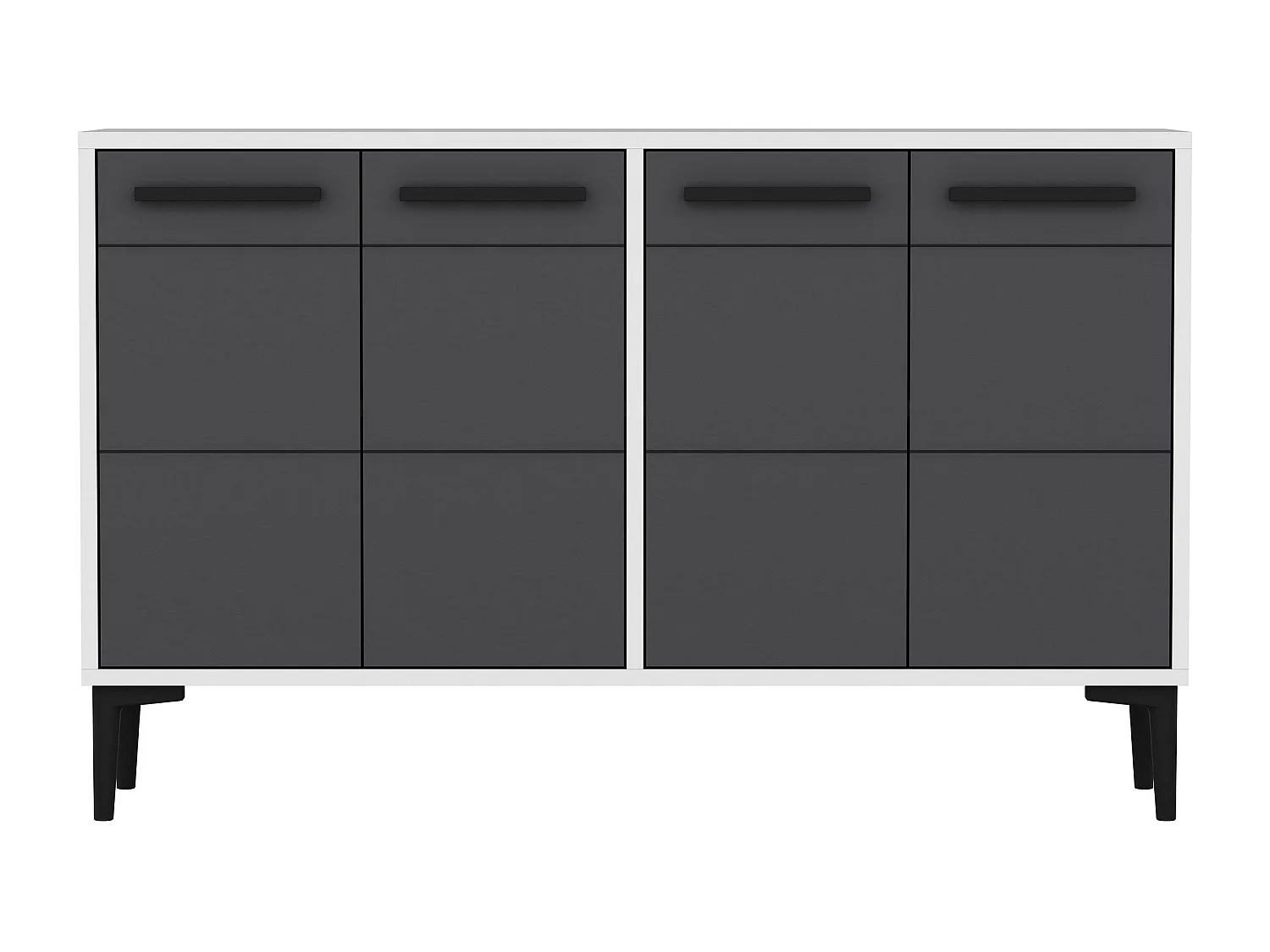 Komoda – 120 cm x 30 cm x 75 cm – biała i antracytowa – MDF