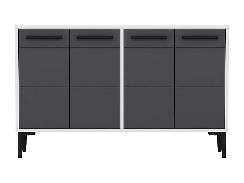 Komoda – 120 cm x 30 cm x 75 cm – biała i antracytowa – MDF