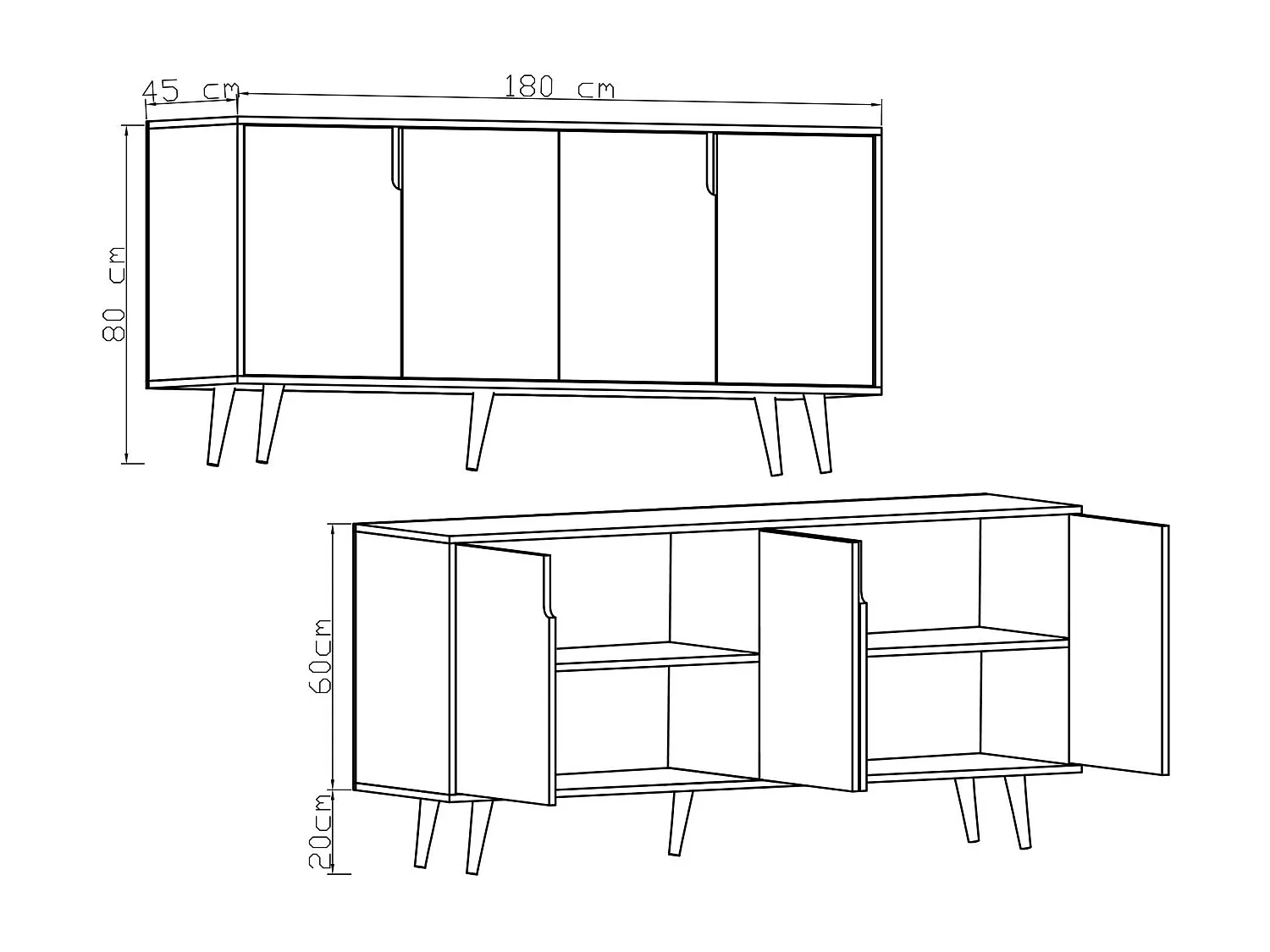 Aparador – 180 cm – Roble Zafiro y Antracita – Aglomerado