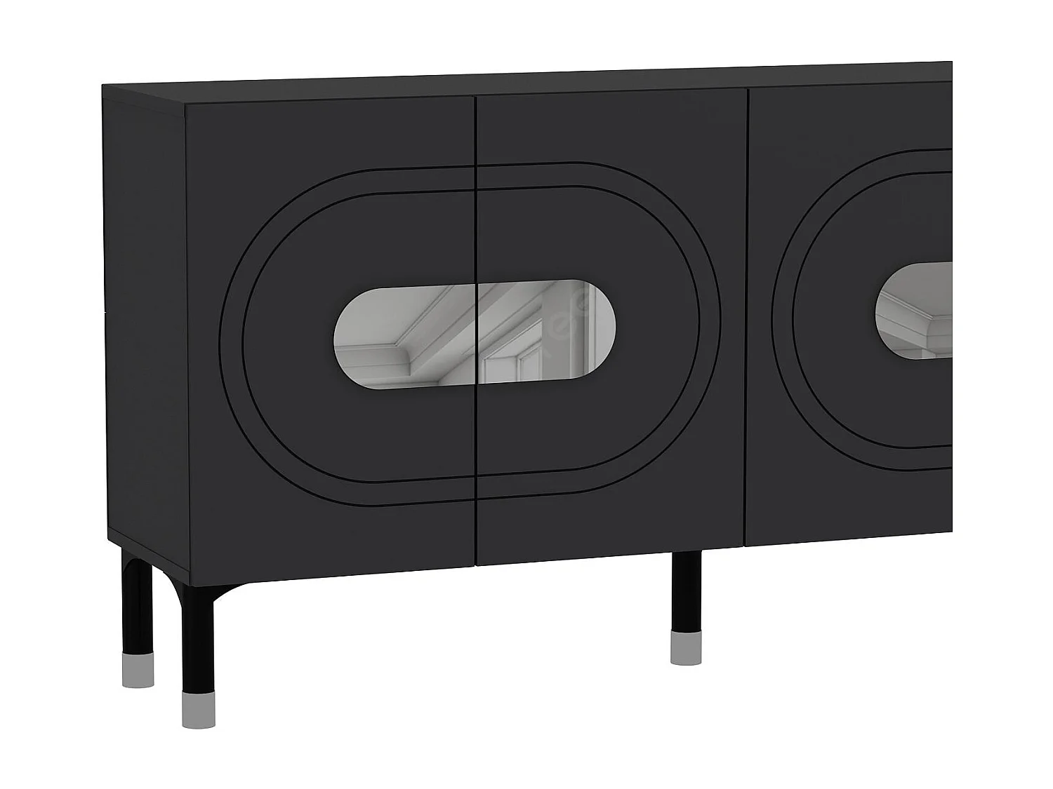 Komoda – 150 cm x 75 cm x 35 cm – Antracyt i srebro – MDF