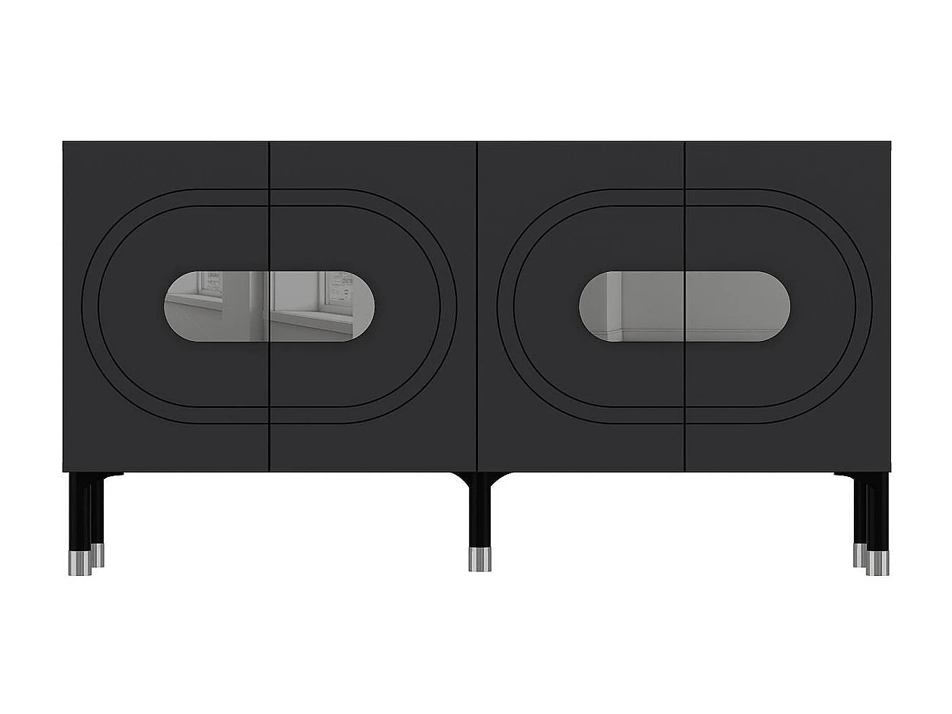 Komoda – 150 cm x 75 cm x 35 cm – Antracyt i srebro – MDF