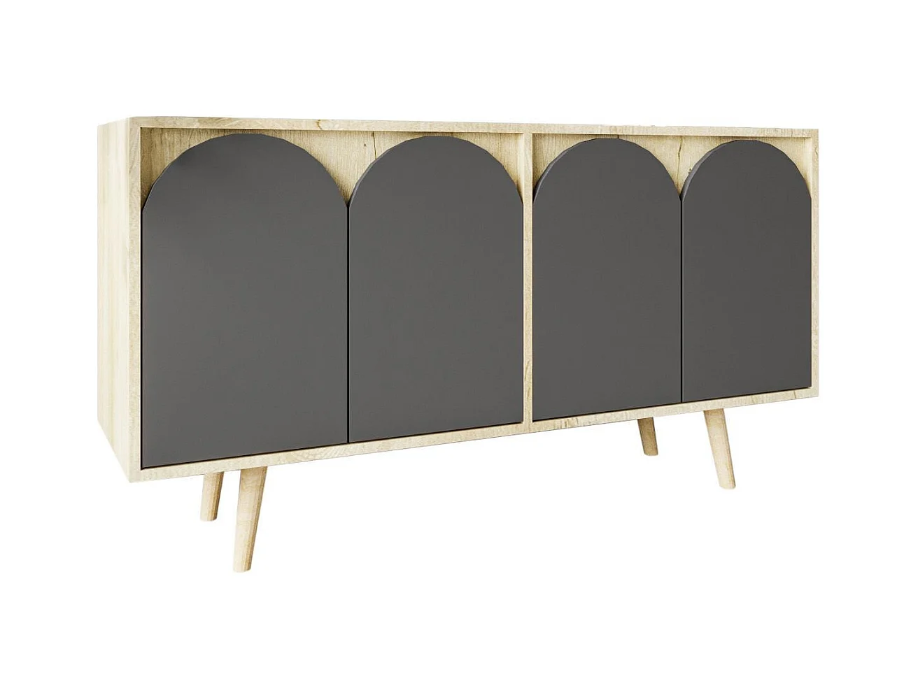 Buffet – 150 cm – Chêne saphir et anthracite – Aggloméré avec revêtement mélaminé