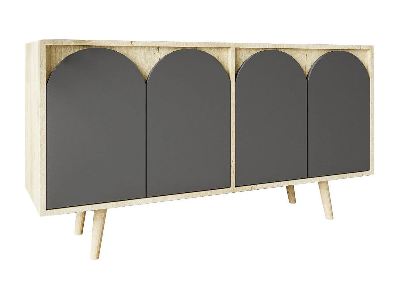 Buffet – 150 cm – Chêne saphir et anthracite – Aggloméré avec revêtement mélaminé