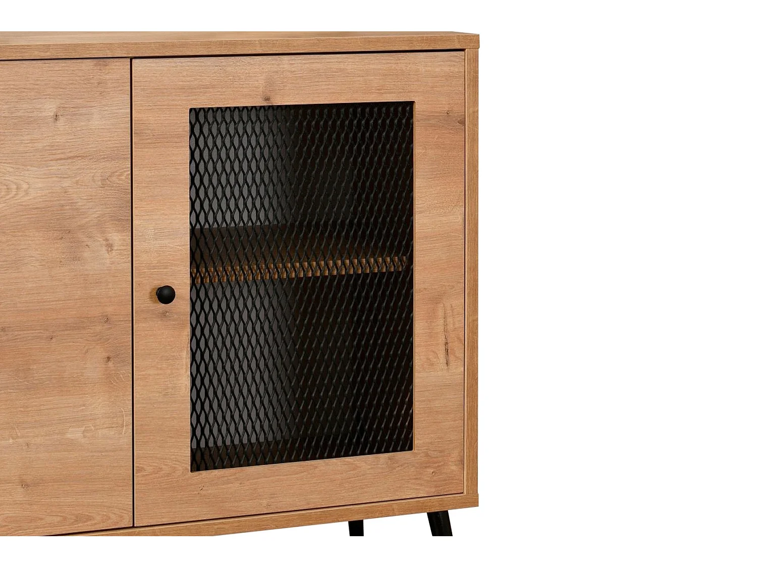 Elegantes Sideboard aus Eichenholz mit Metallbeinen, 180 x 41 x 81 cm | 100 % beschichtete Spanplatte, Drahtummantelung | Perfekt für moderne Wohn- un