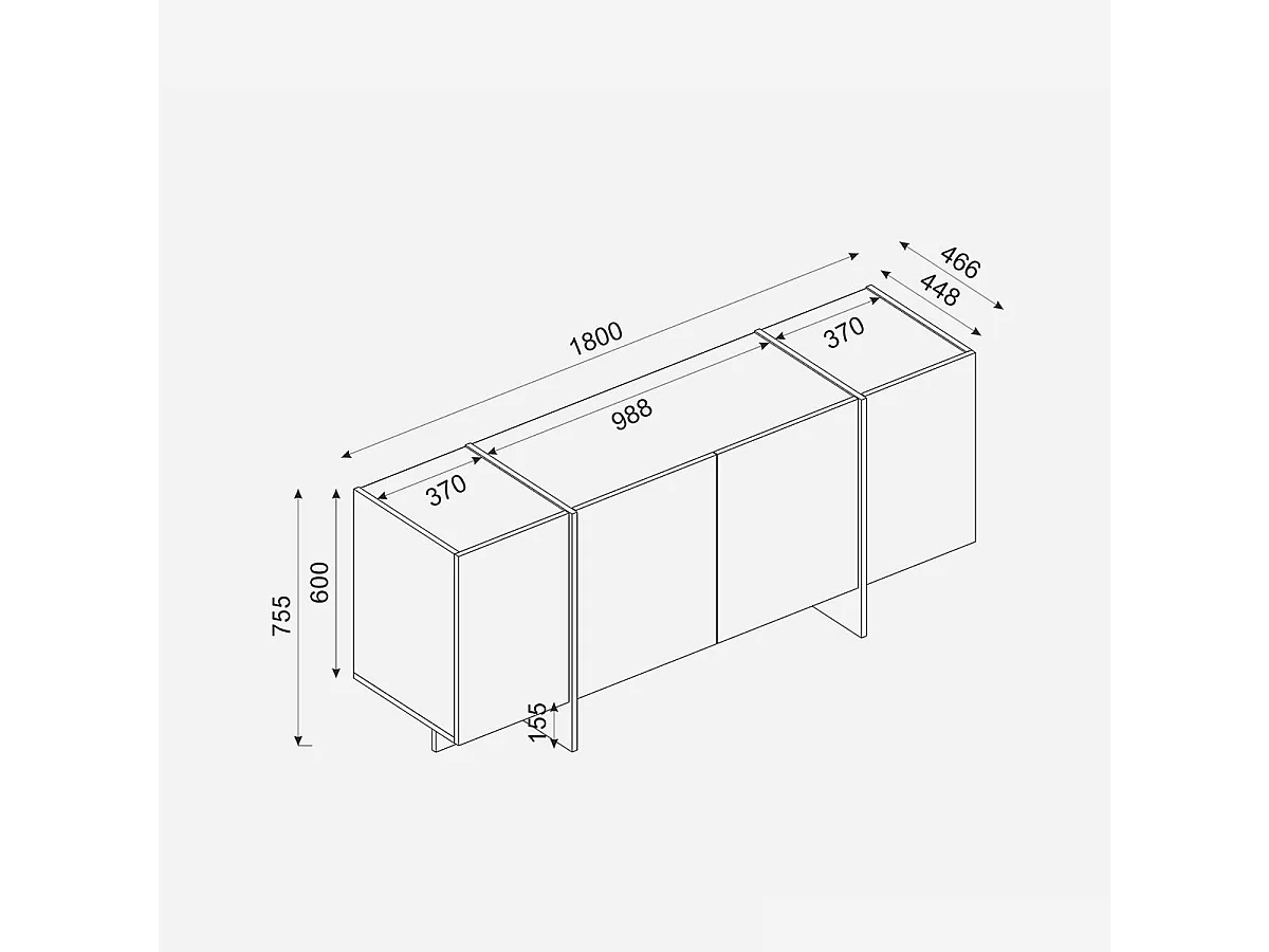 Komoda – 180 cm x 75,5 cm x 46,6 cm – Kolor trawertynu i piaskowca – Materiał: Płyta wiórowa pokryta melaminą