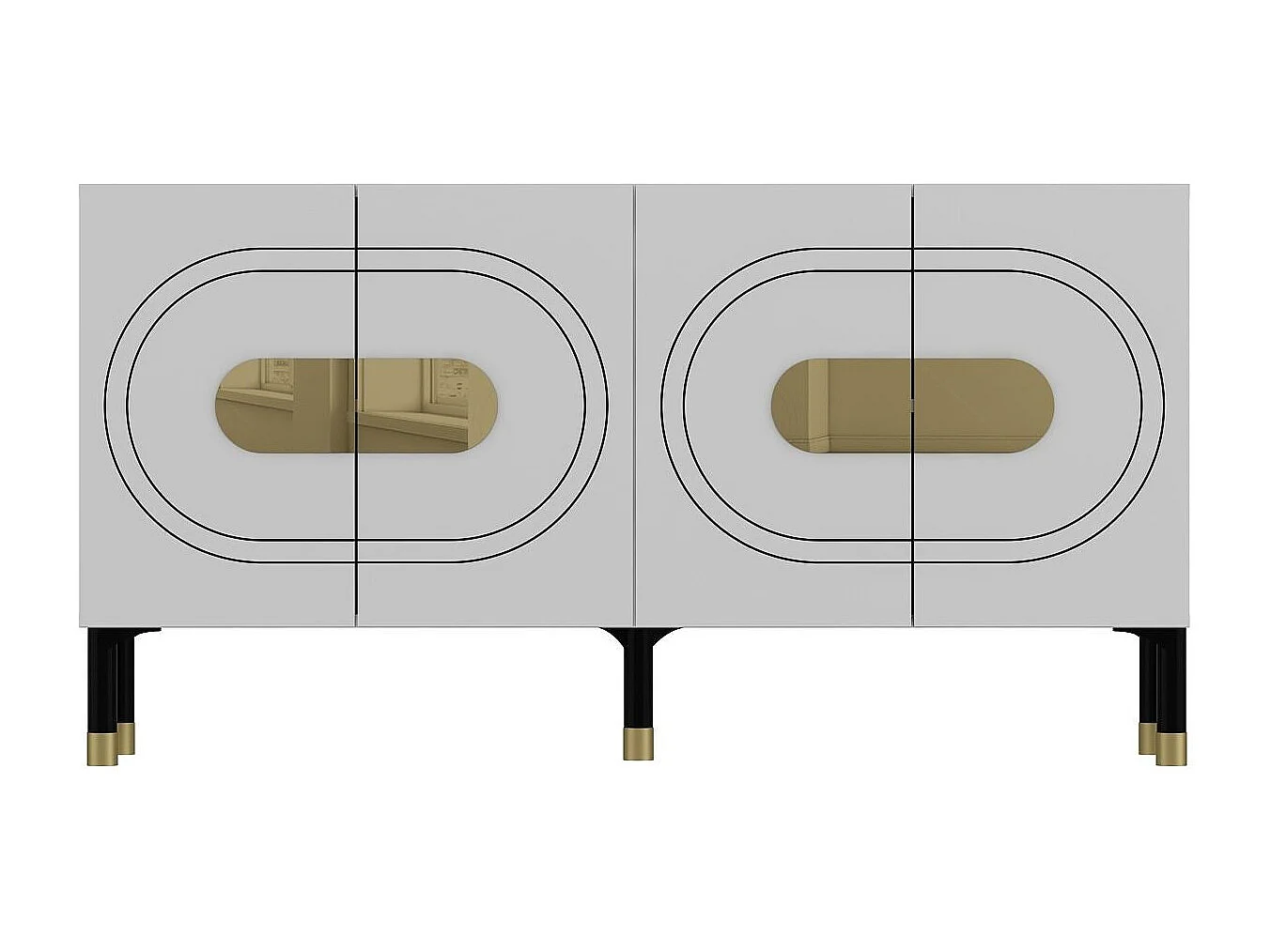 Sideboard – 150 cm x 75 cm x 35 cm – Weiß und Gold – Spanplatte