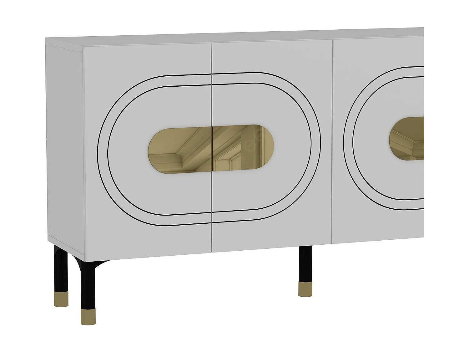 Sideboard – 150 cm x 75 cm x 35 cm – Weiß und Gold – Spanplatte