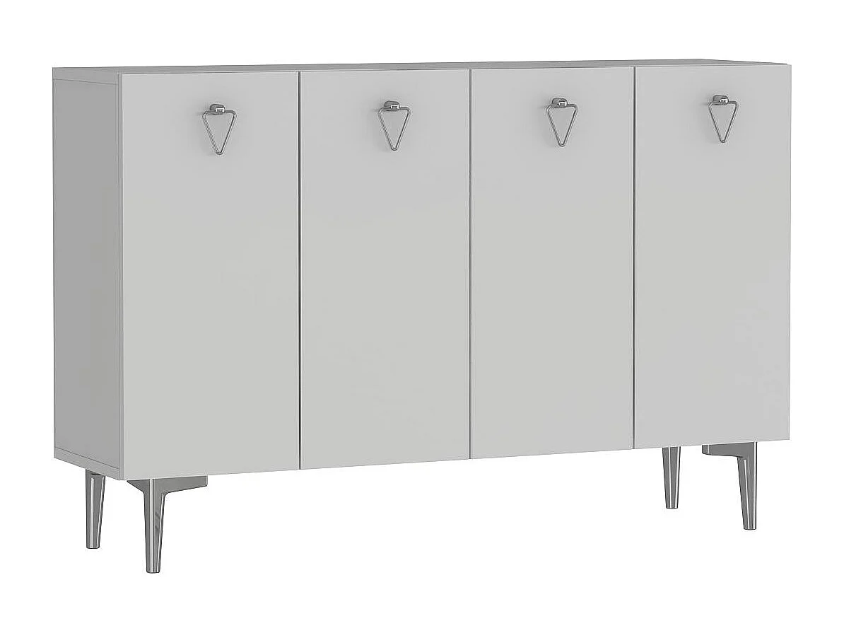 Buffet – 120 cm x 80 cm x 29,6 cm – Blanc et Argent – ​​Aggloméré