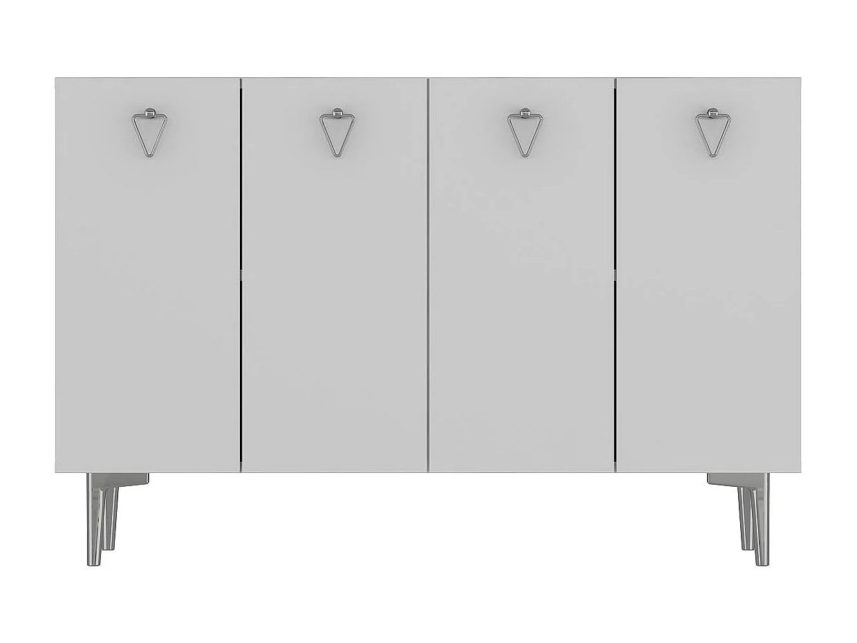 Buffet – 120 cm x 80 cm x 29,6 cm – Blanc et Argent – ​​Aggloméré