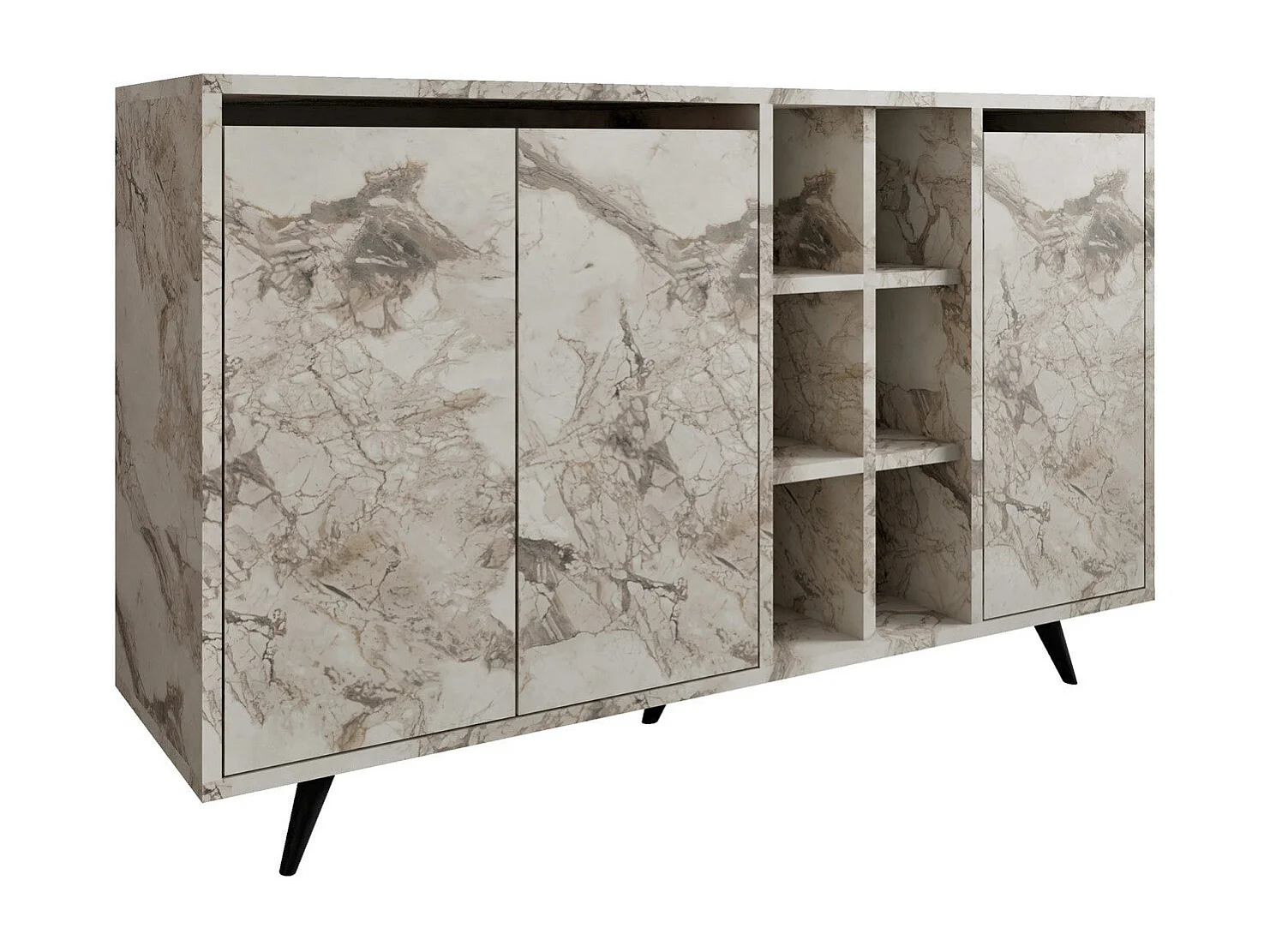 Buffet – 140cm x 86cm x 40cm – Marbre d’Éphèse – Panneau de particules mélaminé