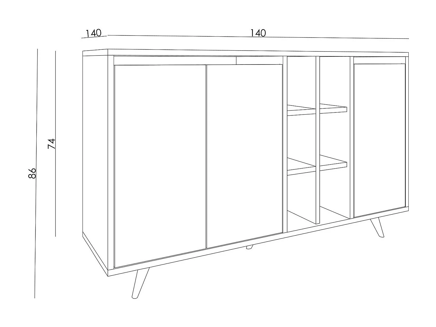 Buffet – 140cm x 86cm x 40cm – Marbre d’Éphèse – Panneau de particules mélaminé
