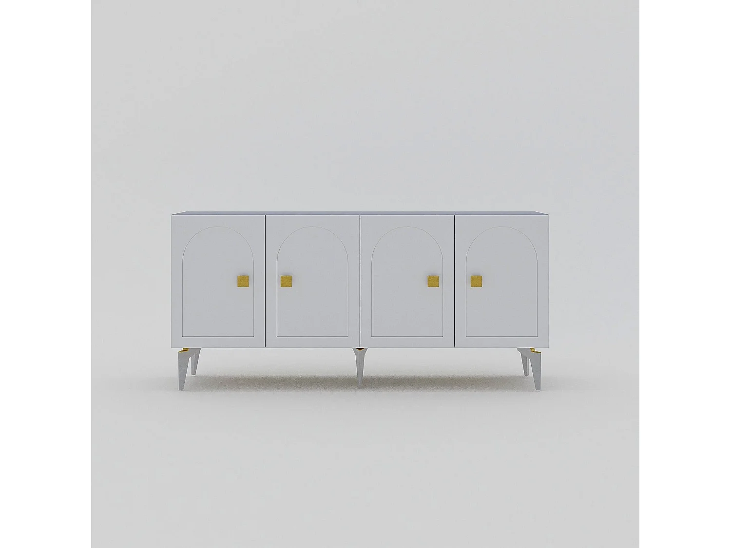 Buffet – 150 cm x 79 cm x 40 cm – Blanc et or – Panneaux de particules