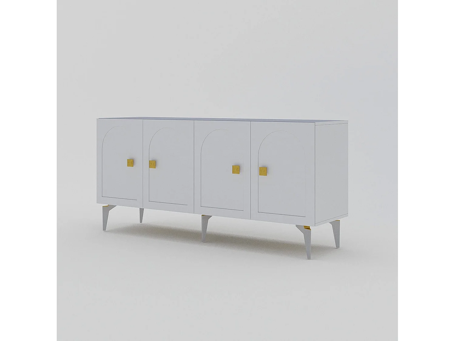 Buffet – 150 cm x 79 cm x 40 cm – Blanc et or – Panneaux de particules