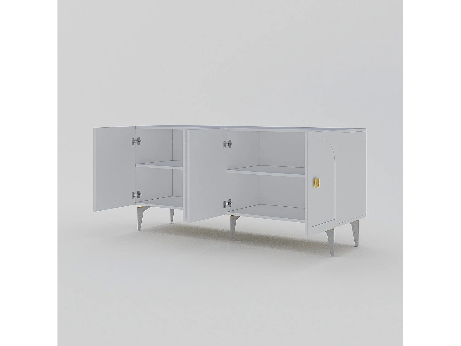 Buffet – 150 cm x 79 cm x 40 cm – Blanc et or – Panneaux de particules