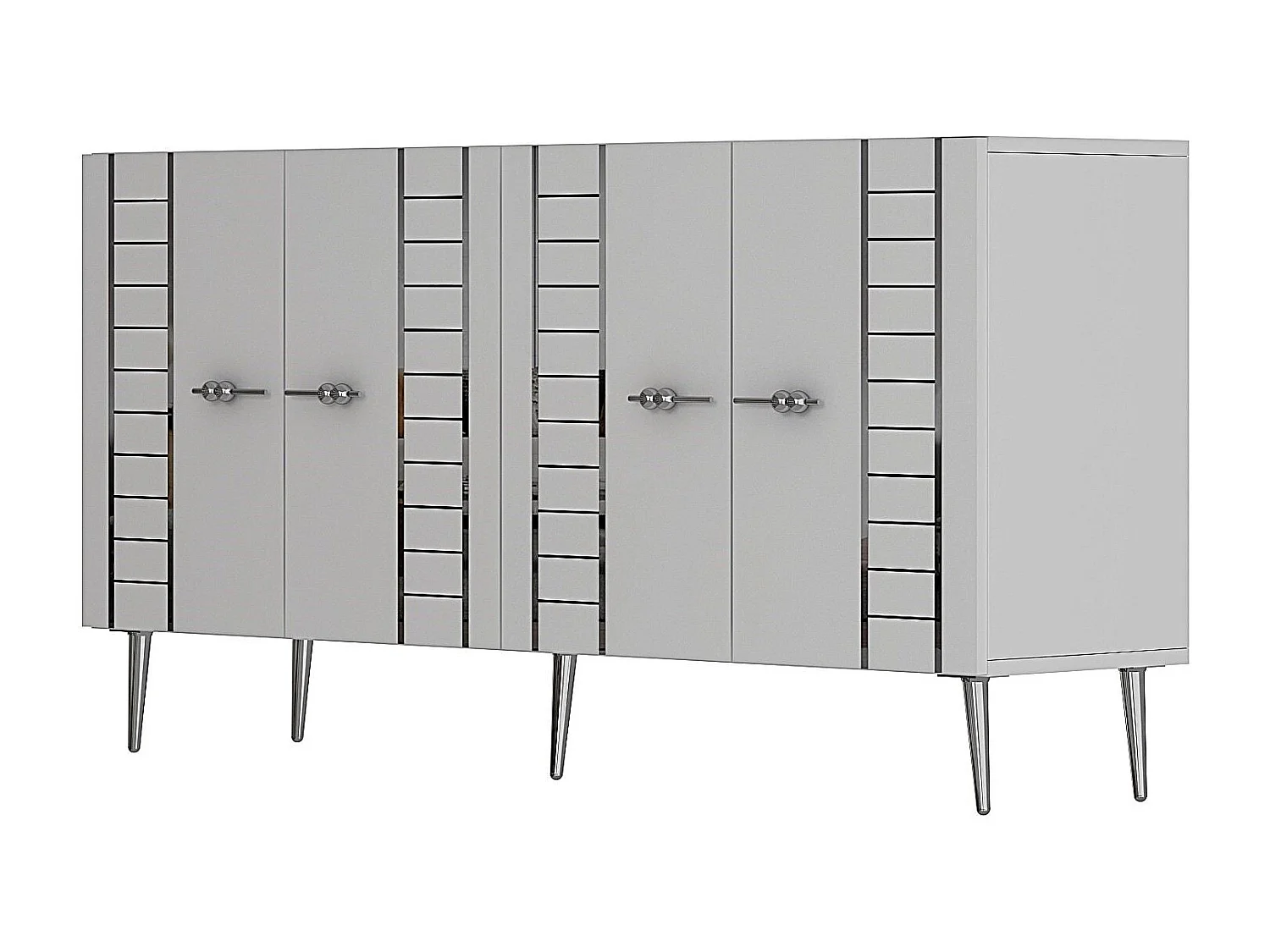 Dressoir – 150 cm x 75 cm – Wit en zilver – Spaanplaat