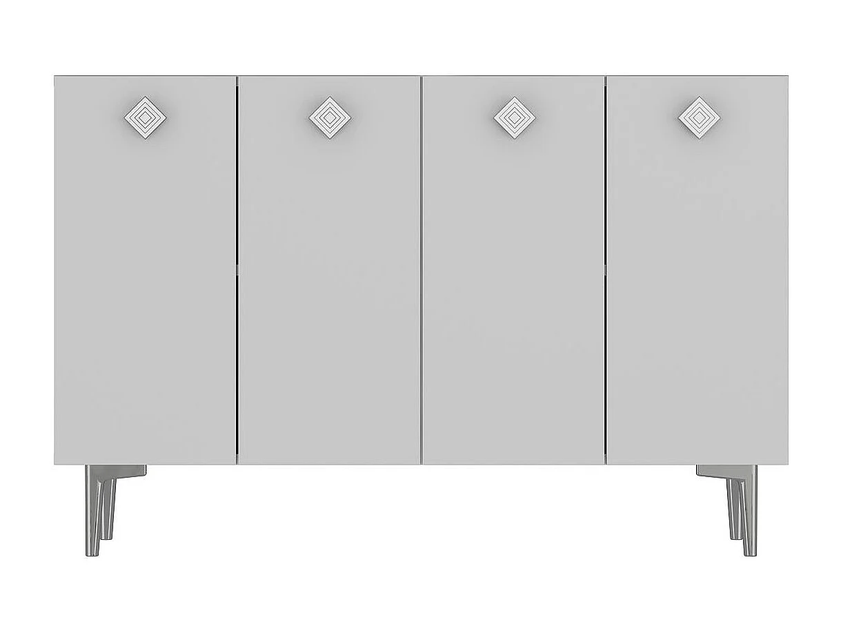 Melamine gecoat spaanplaat dressoir – 120 cm x 80 cm – Wit en zilver