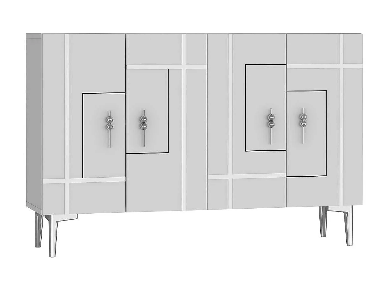Credenza in truciolare nobilitato – 120 cm x 80 cm – Bianco e Argento