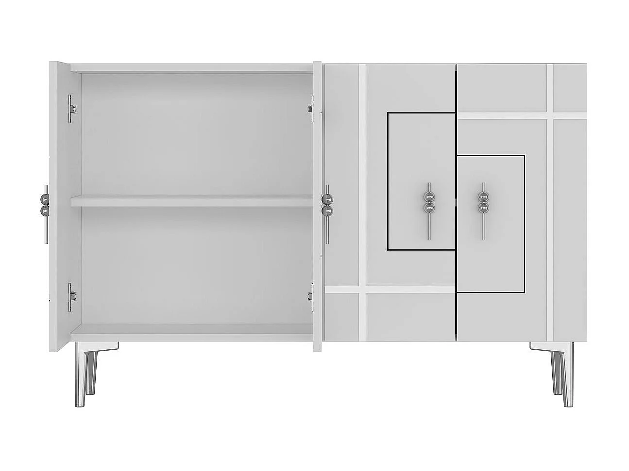 Credenza in truciolare nobilitato – 120 cm x 80 cm – Bianco e Argento