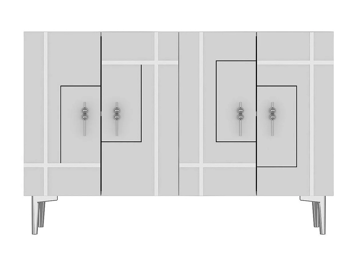 Credenza in truciolare nobilitato – 120 cm x 80 cm – Bianco e Argento