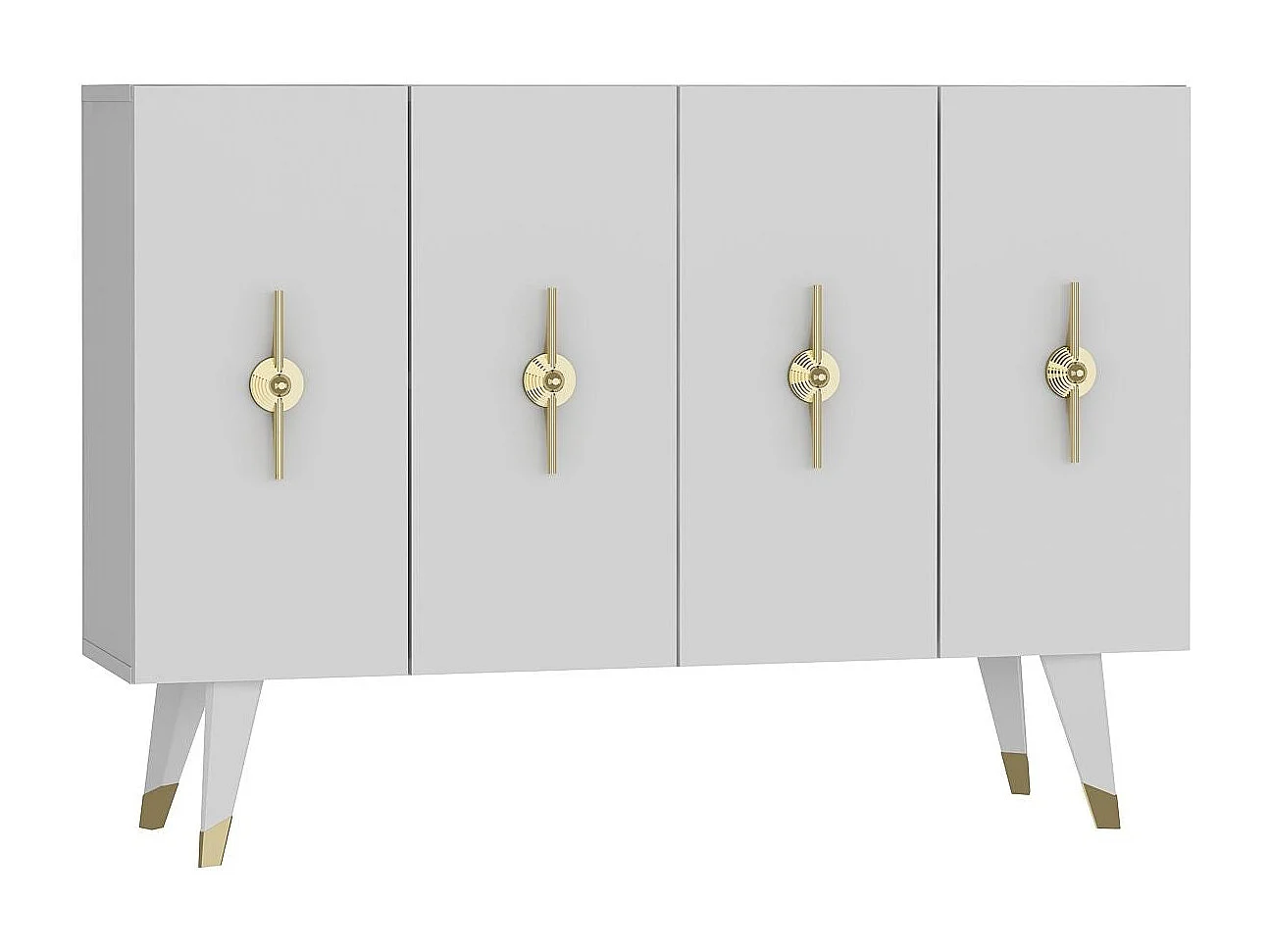 Buffet en aggloméré mélaminé – 120 cm x 80 cm x 29,6 cm – Or et Blanc