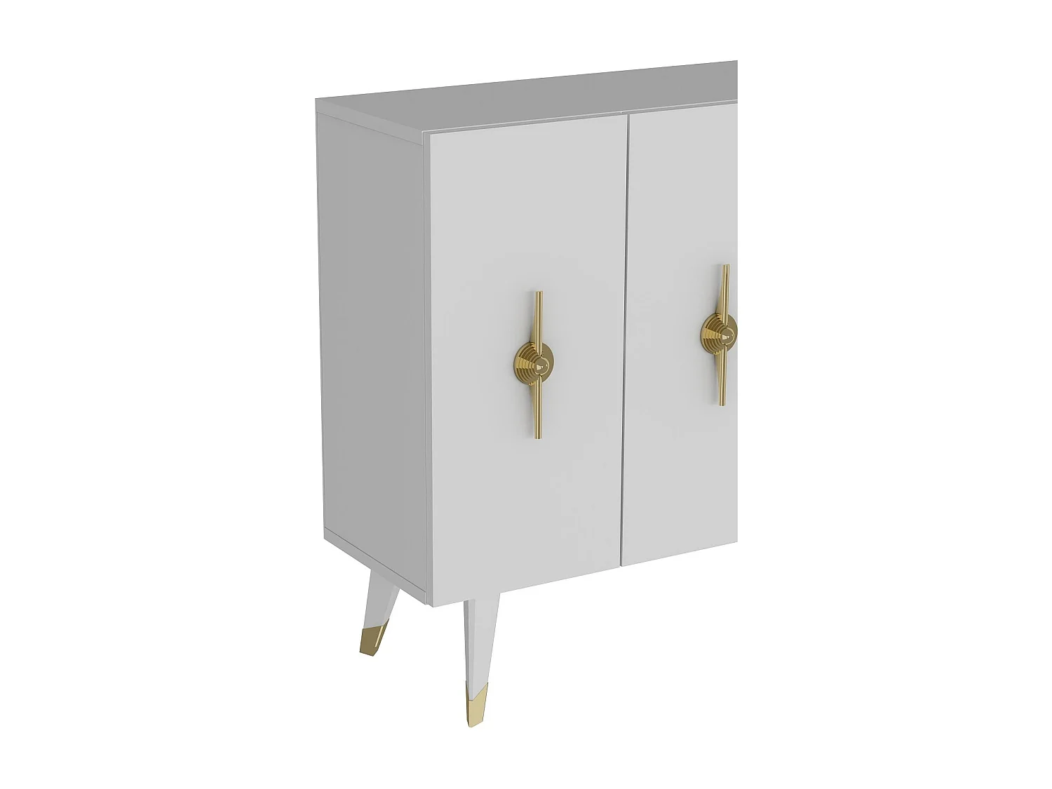 Buffet en aggloméré mélaminé – 120 cm x 80 cm x 29,6 cm – Or et Blanc