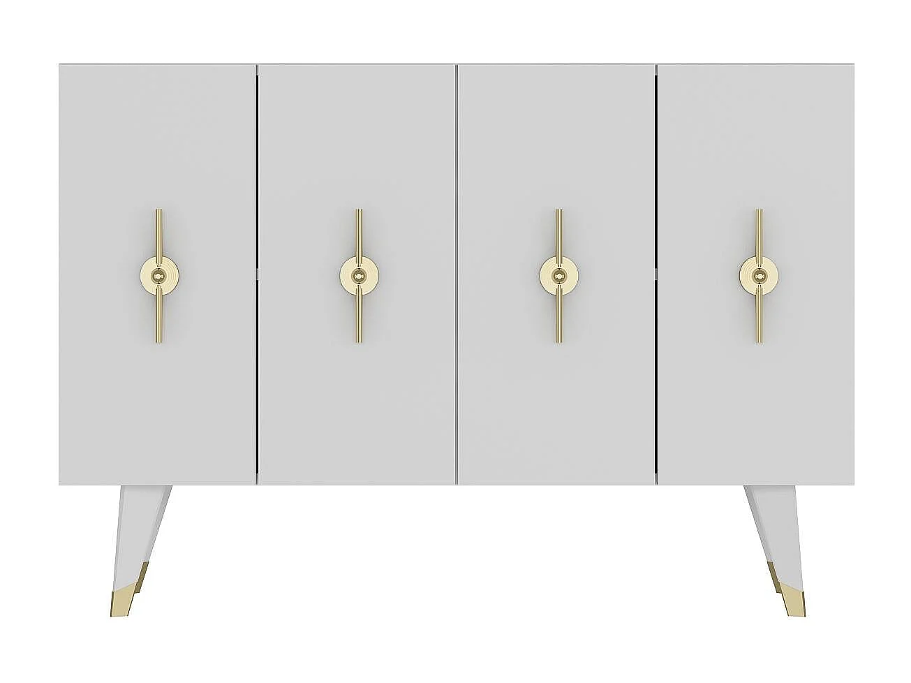 Buffet en aggloméré mélaminé – 120 cm x 80 cm x 29,6 cm – Or et Blanc