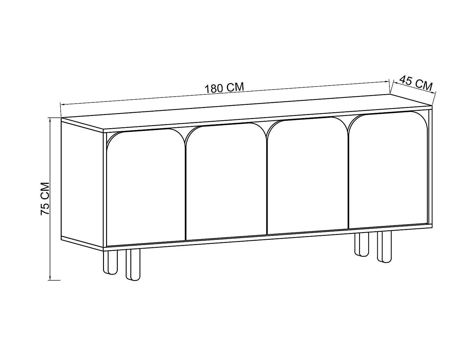 Buffet – 180 cm – Saphir et Chêne Blanc – Aggloméré et Bois