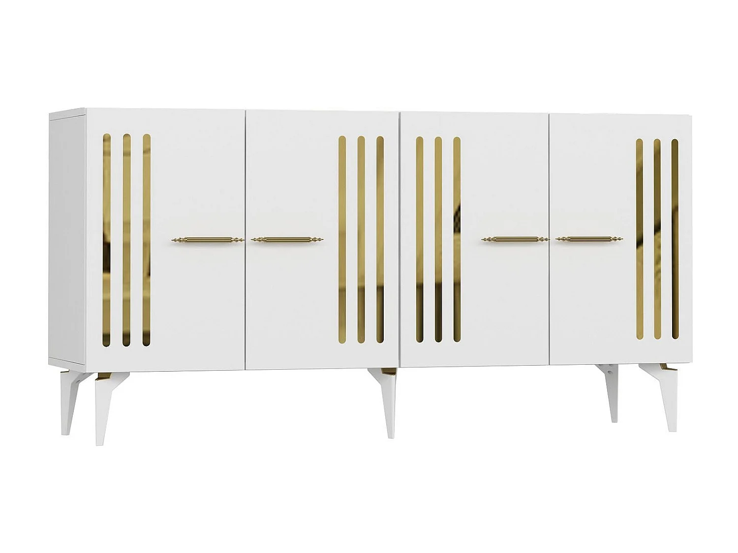 Sideboard – 150 cm x 79 cm x 40 cm – Weiß und Gold – Spanplatte